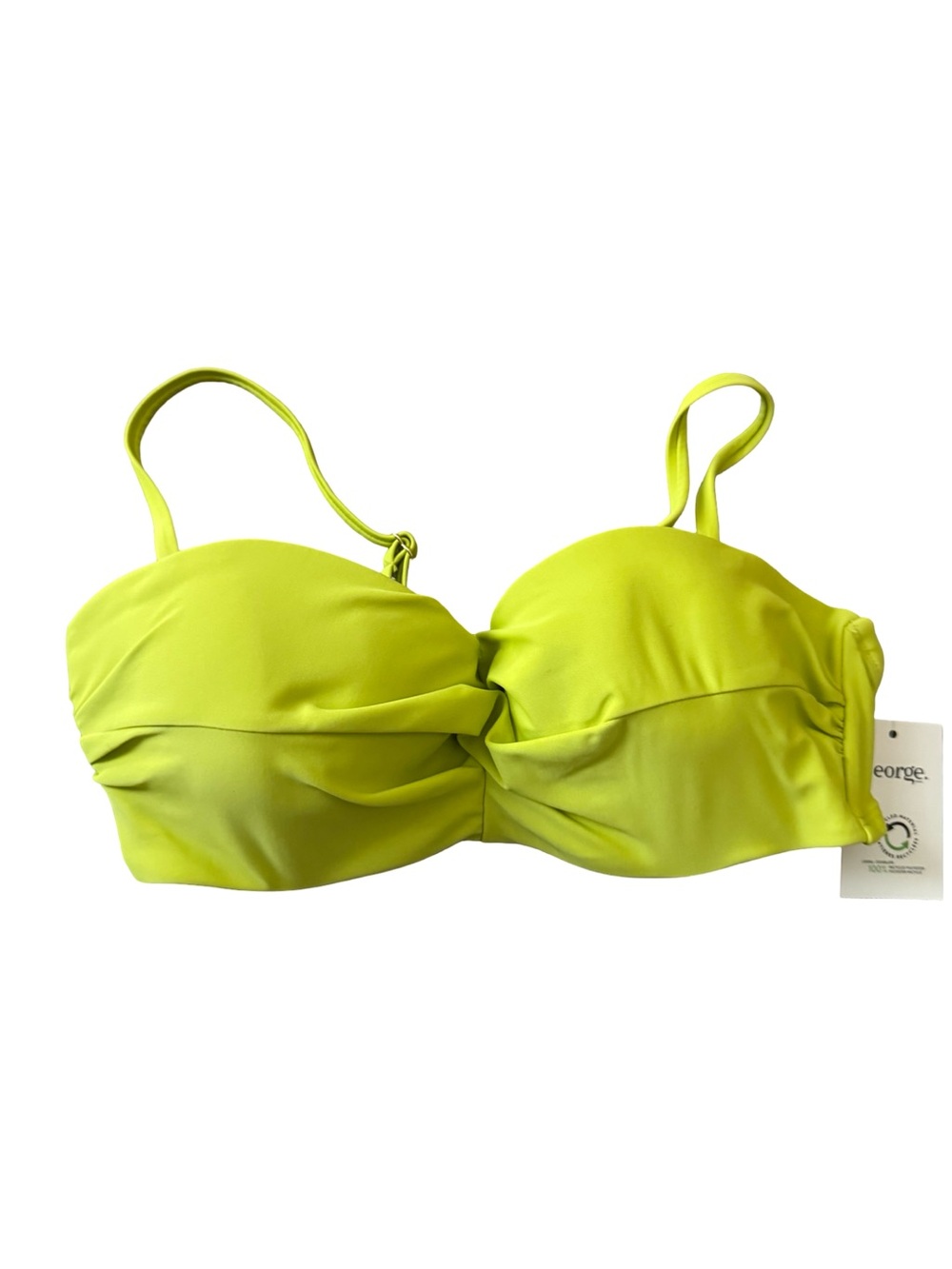 George‎ Ladies Bikini Top Neon Yellow Lime Underwire Twist Front Size XS NWT